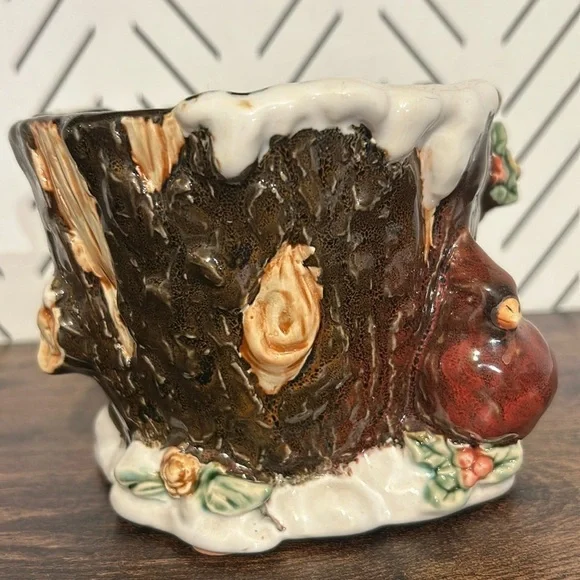 Vintage Tii Collections Winter Red Bird Cardinal Planter Pot Christmas Decor - Picture 5 of 11